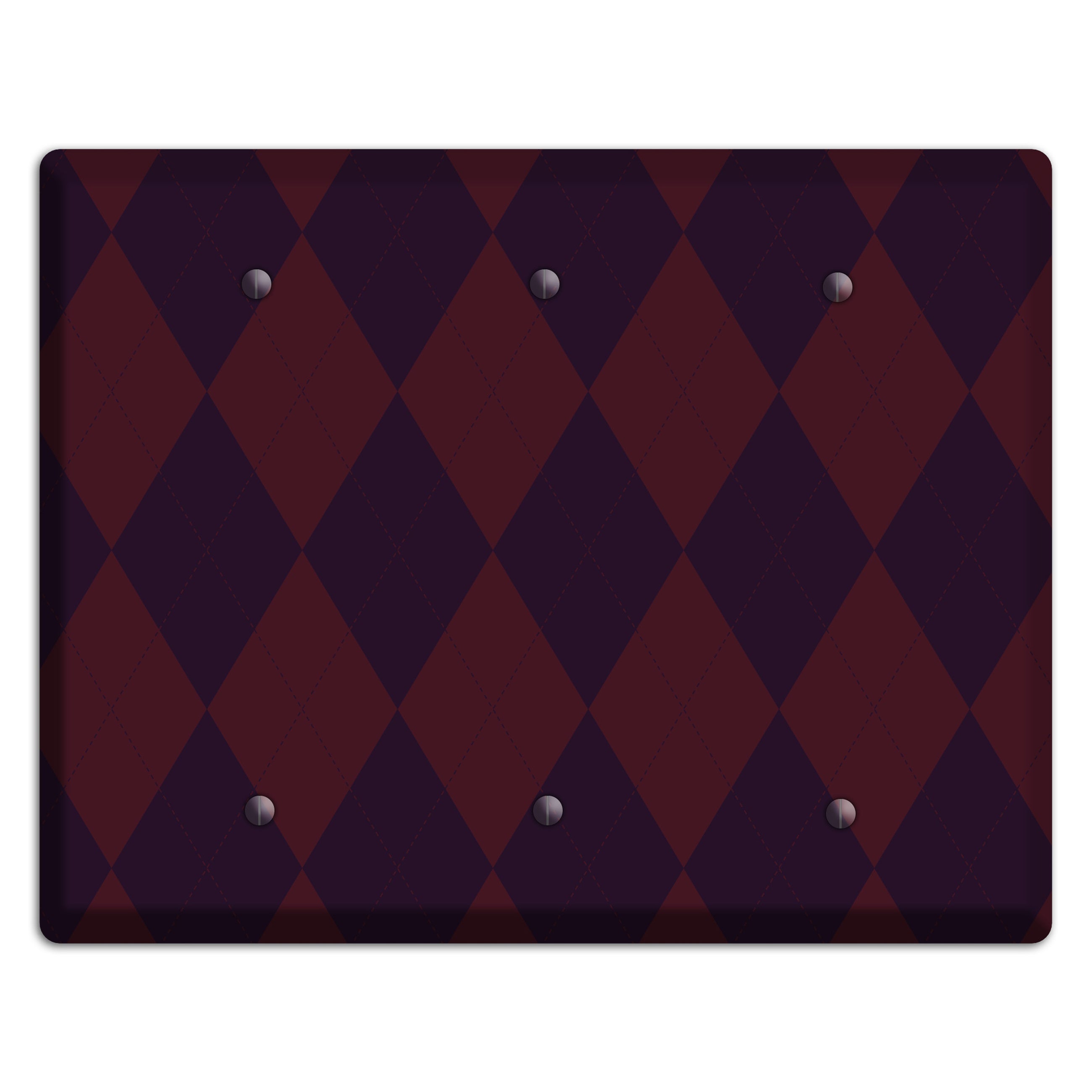 Burgundy Argyle 3 Blank Wallplate
