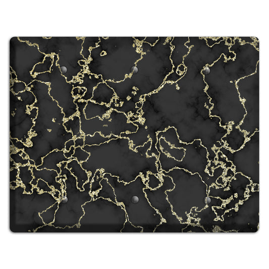 Black and Gold Marble Shatter 3 Blank Wallplate