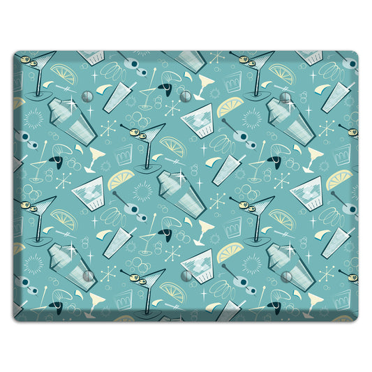 Retro Cocktails Teal 3 Blank Wallplate