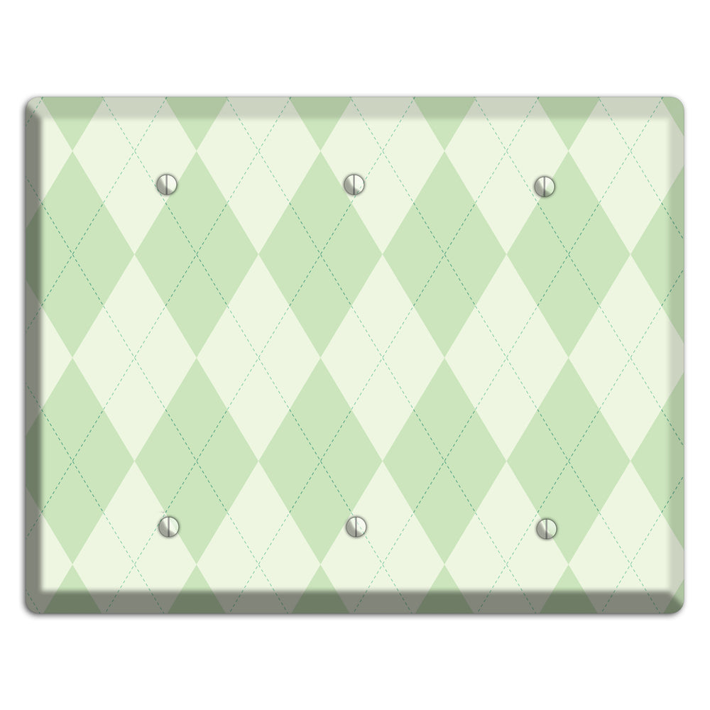 Light Green Argyle 3 Blank Wallplate