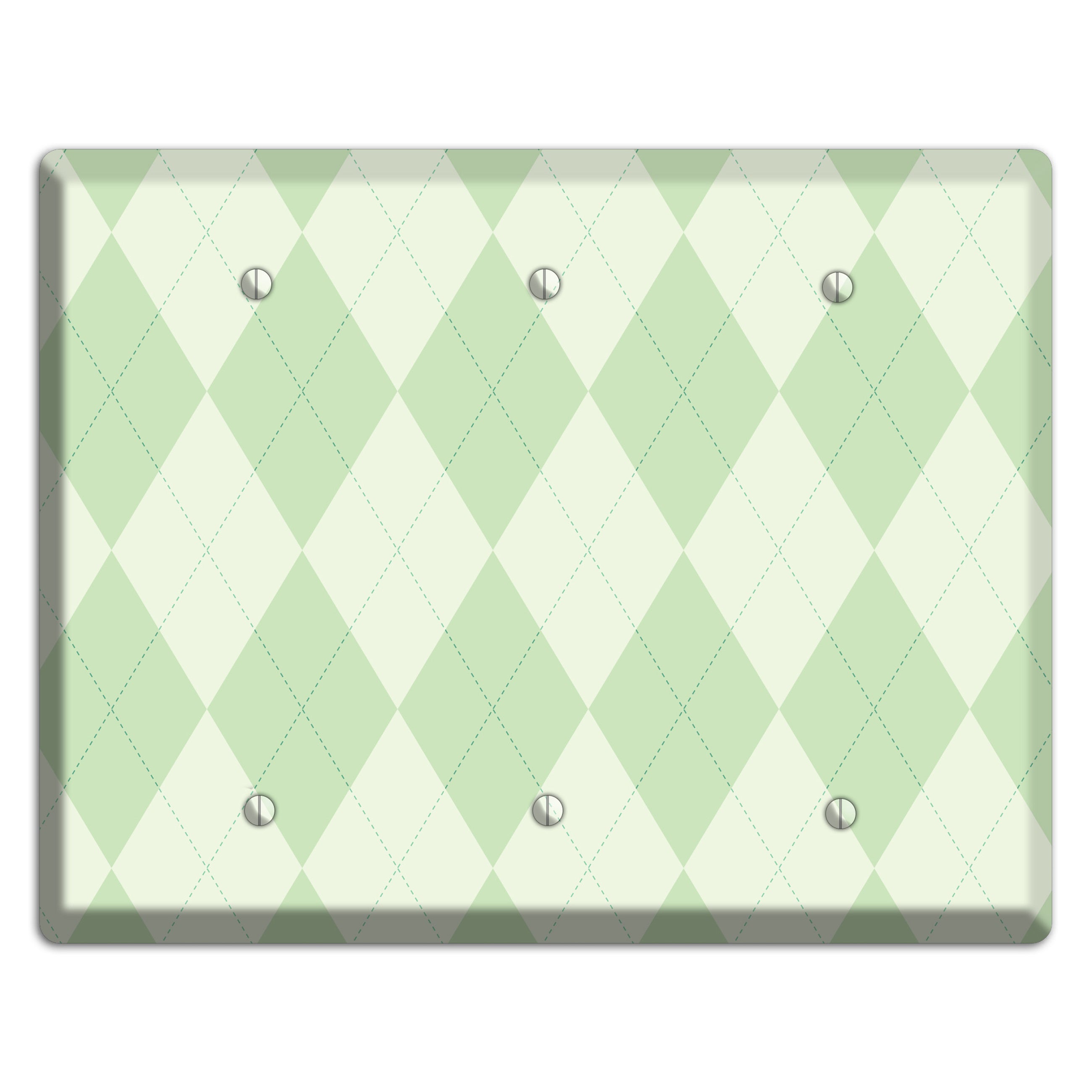 Light Green Argyle 3 Blank Wallplate
