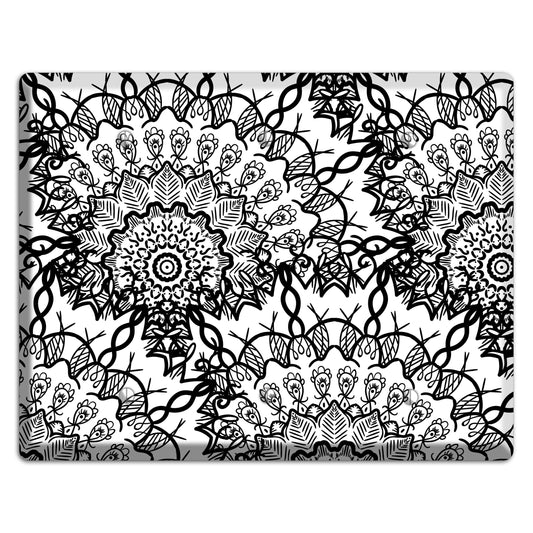 Mandala Black and White Style P Cover Plates 3 Blank Wallplate