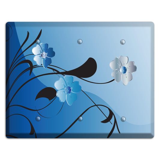 Blue Floral Sprig 3 Blank Wallplate