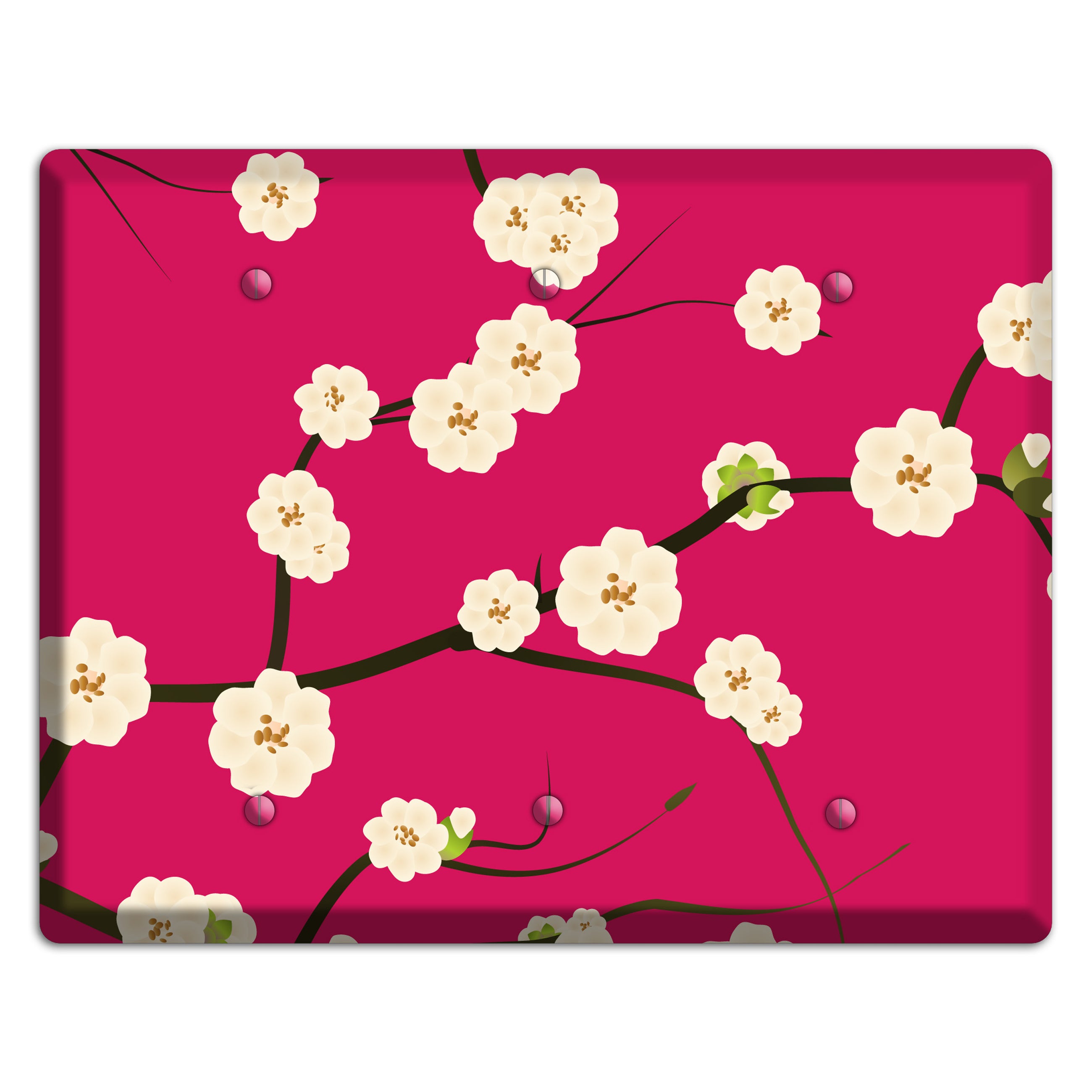 Red Cherry Bloosoms 3 Blank Wallplate