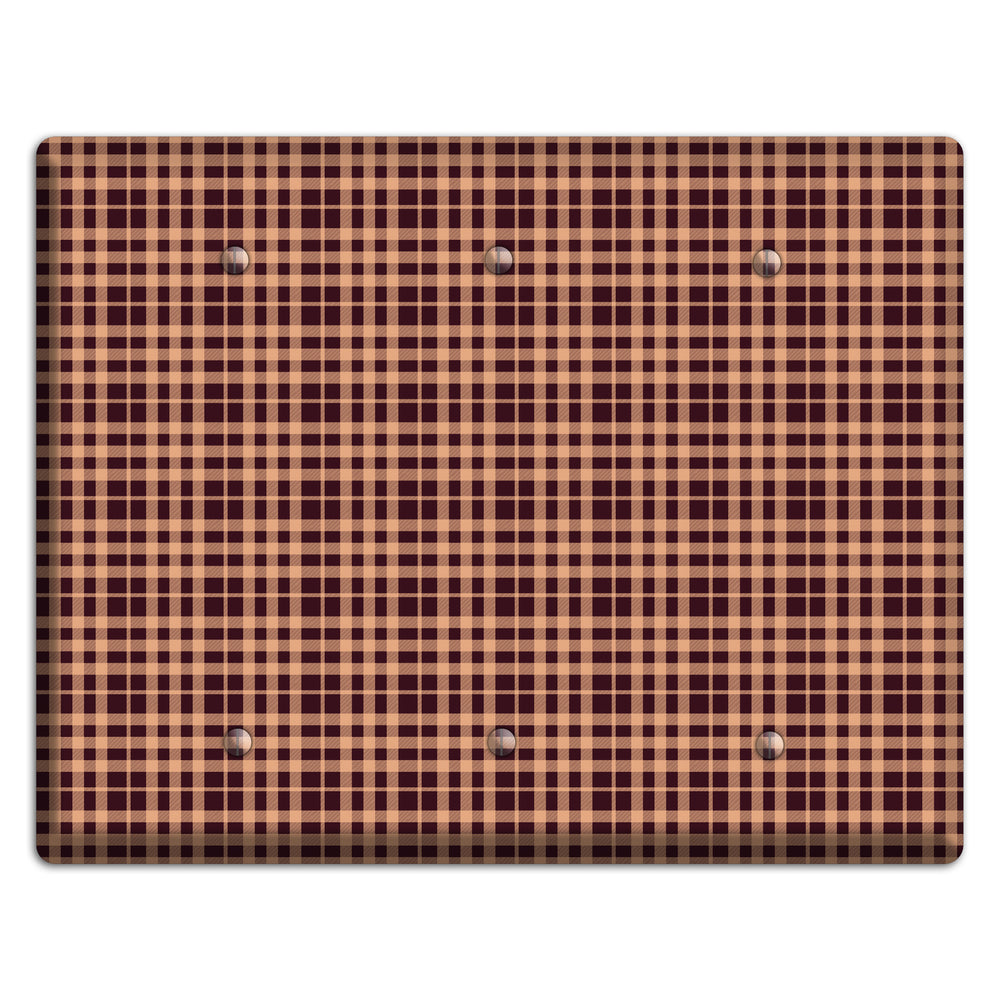 Beige and Black Plaid 3 Blank Wallplate
