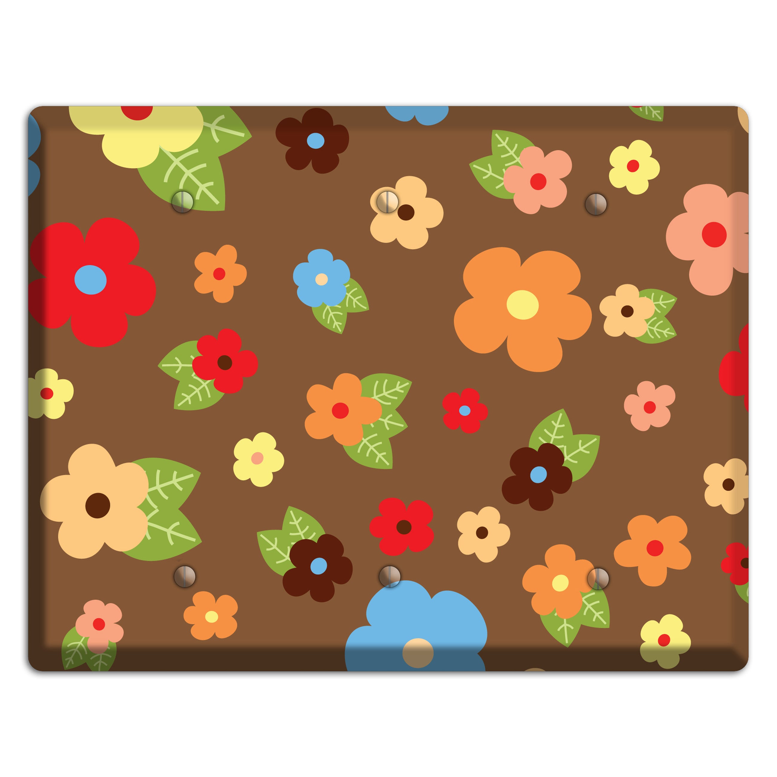 Brown Delicate Flowers 3 Blank Wallplate