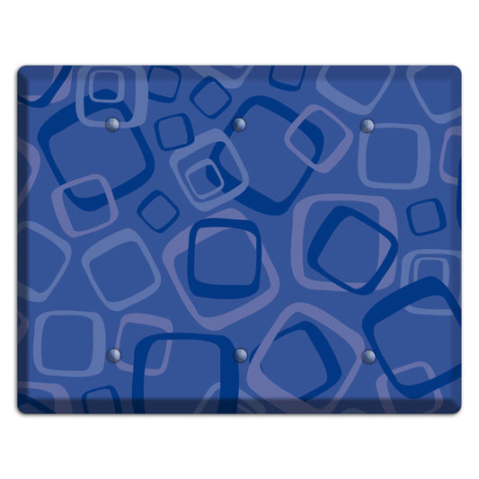 Multi Blue Random Retro Squares 3 Blank Wallplate