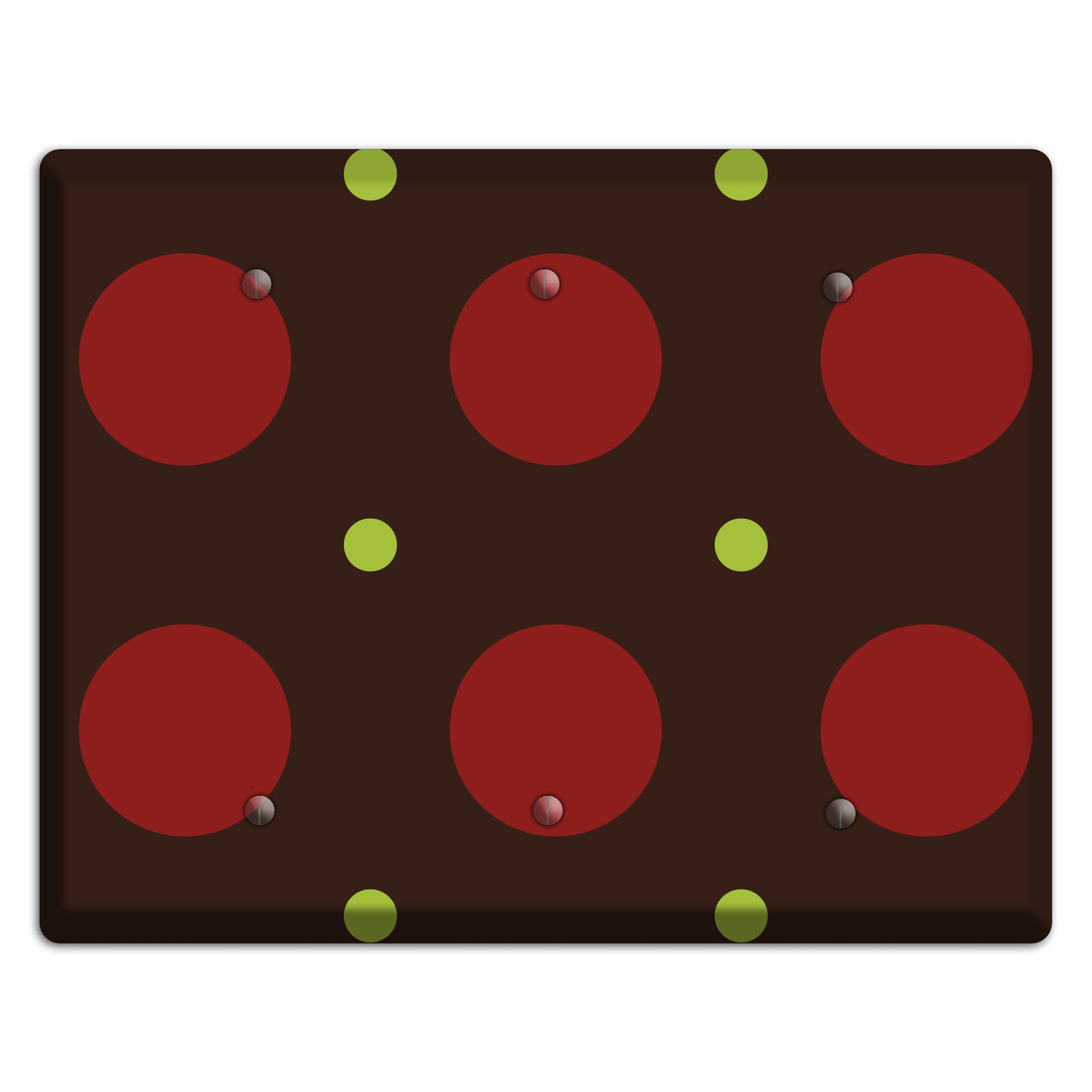 Brown with Red and Green Multi Medium Polka Dots 3 Blank Wallplate