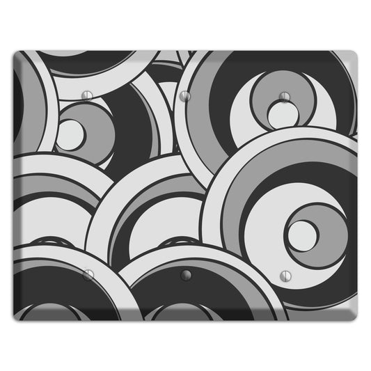 Black and Grey Deco Circles 3 Blank Wallplate