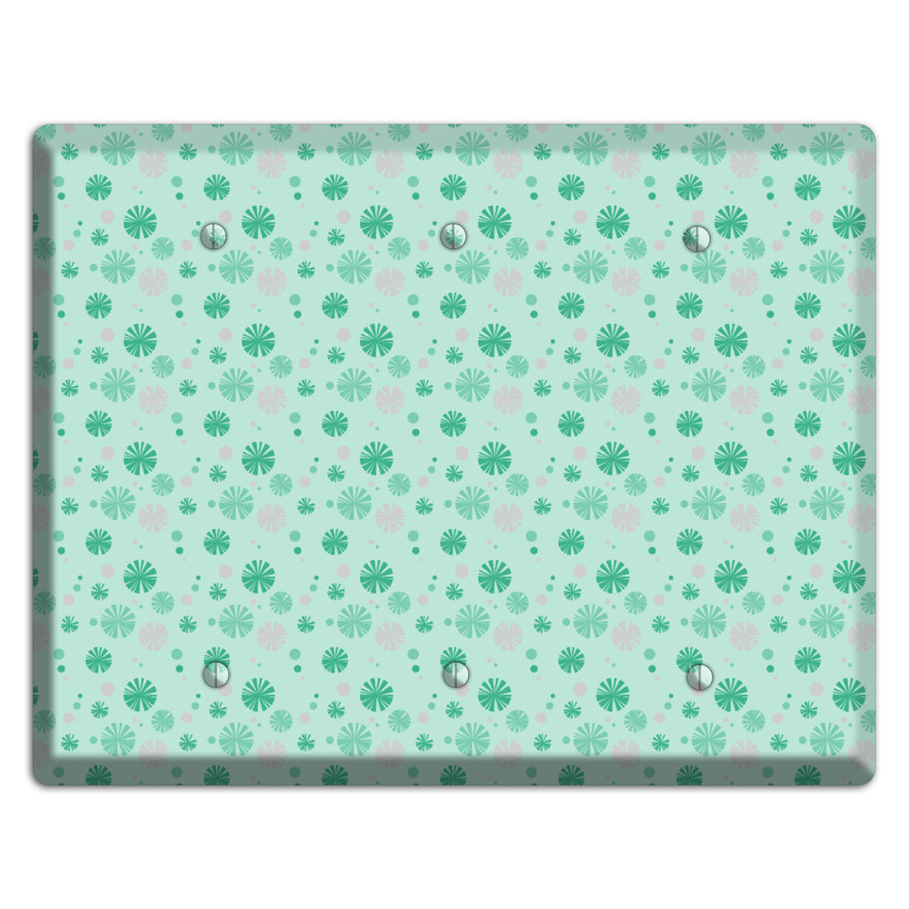 Multi Aqua and Grey Retro Burst 3 Blank Wallplate