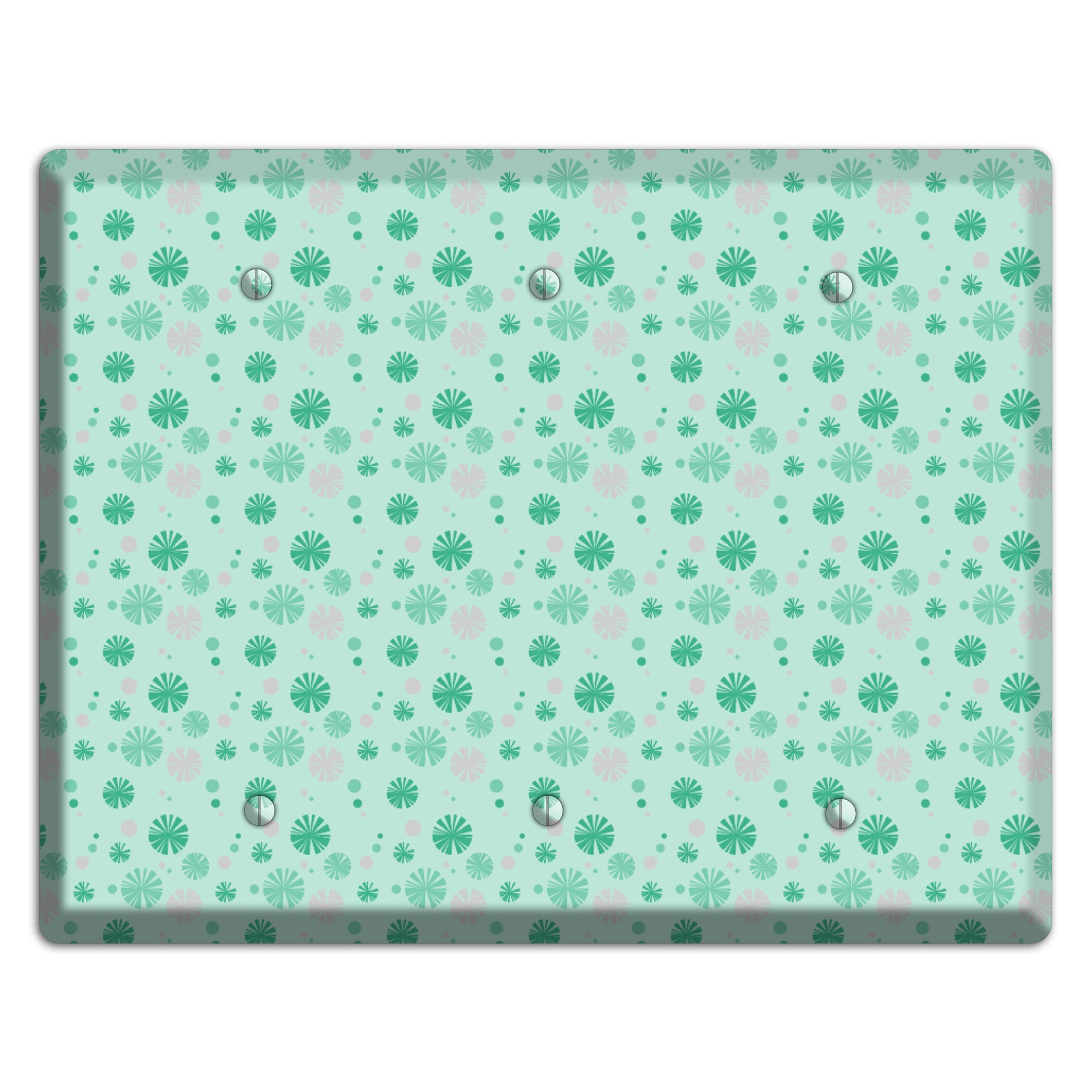 Multi Aqua and Grey Retro Burst 3 Blank Wallplate