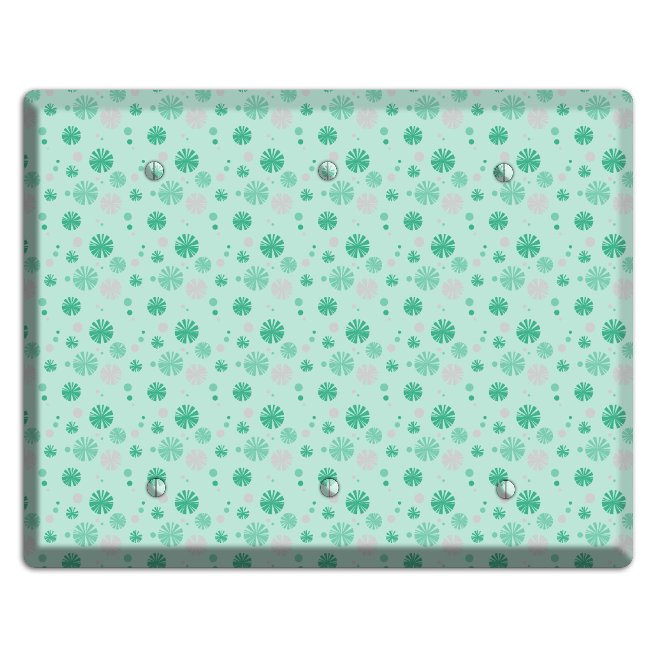 Multi Aqua and Grey Retro Burst 3 Blank Wallplate