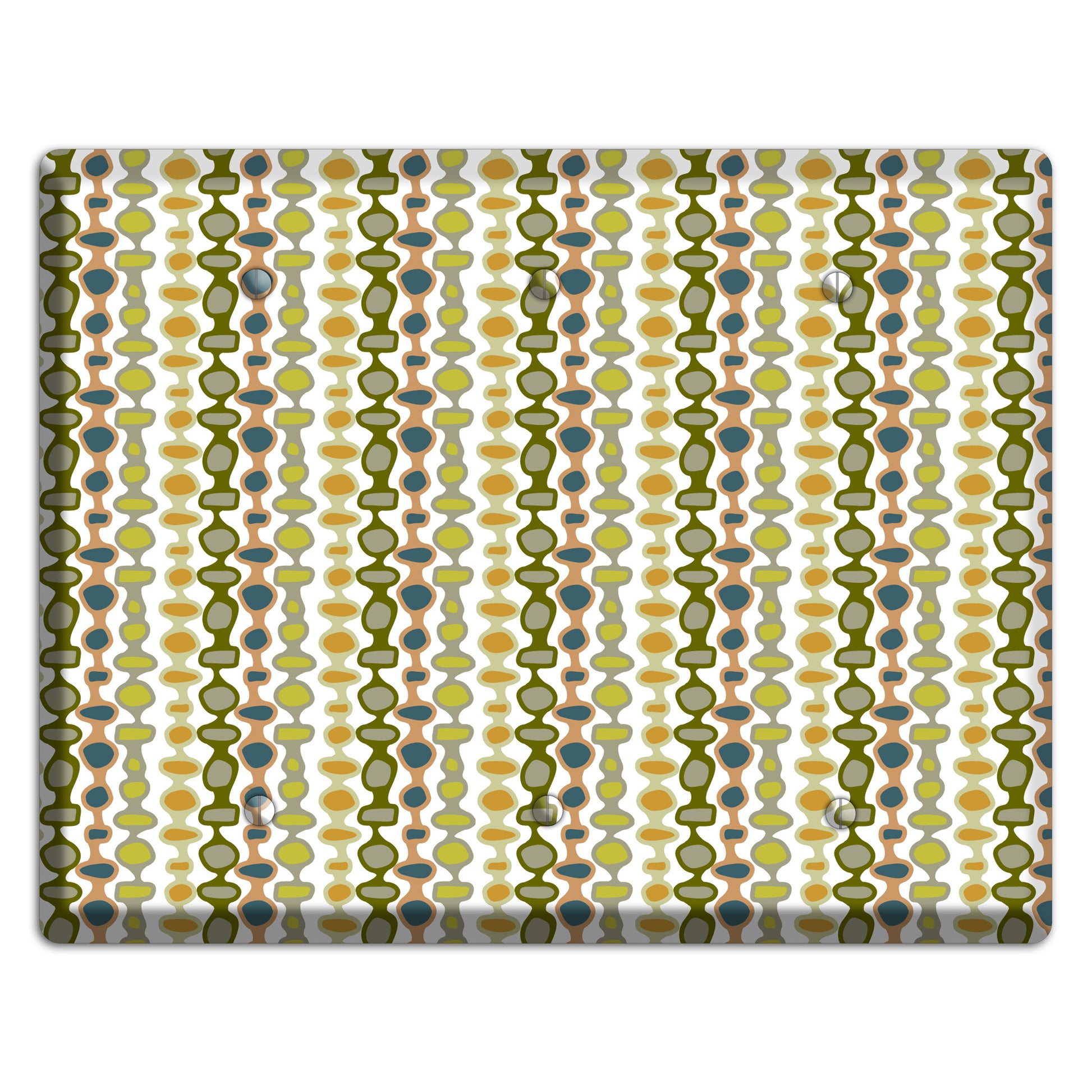 Multi Olive and Mustard Bead and Reel 3 Blank Wallplate