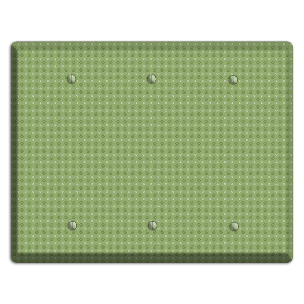 Green Paw Prints 3 Blank Wallplate