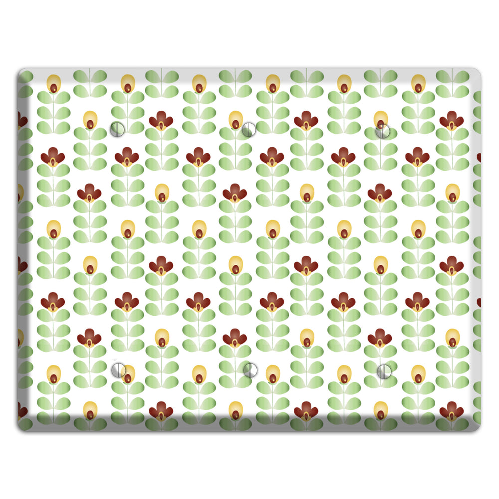 Light Green Deco Floral Half Drop 3 Blank Wallplate
