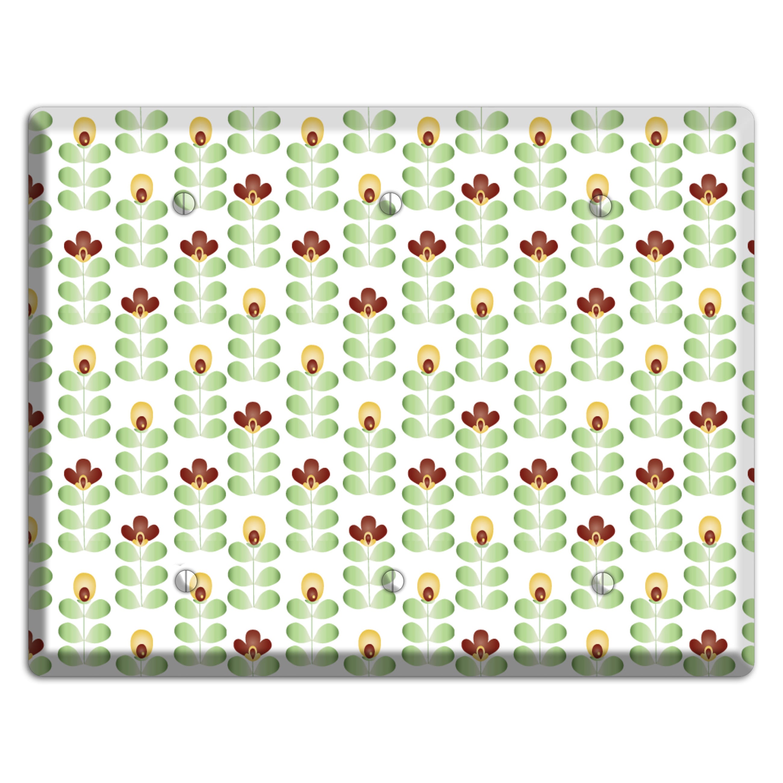Light Green Deco Floral Half Drop 3 Blank Wallplate