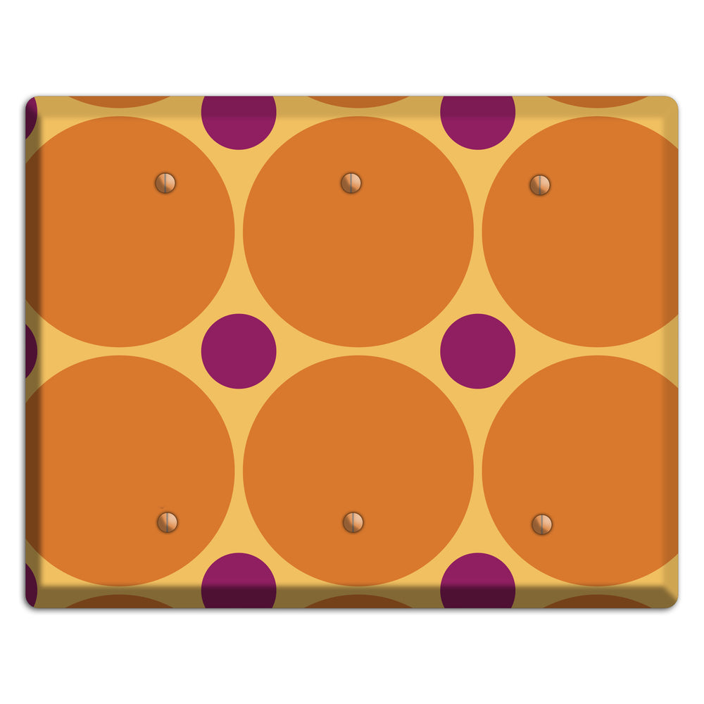 Orange with Umber and Plum Multi Tiled Large Dots 3 Blank Wallplate