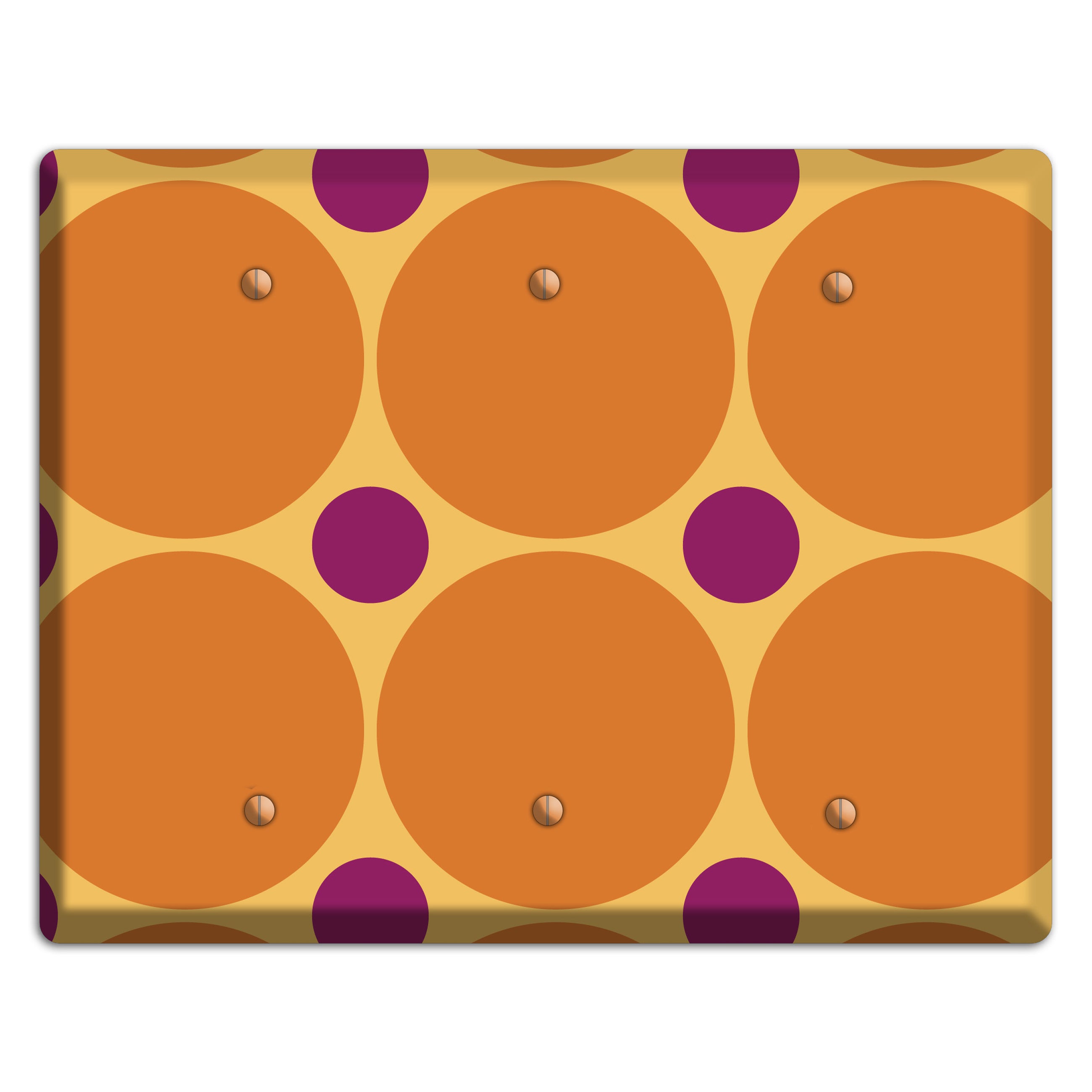 Orange with Umber and Plum Multi Tiled Large Dots 3 Blank Wallplate
