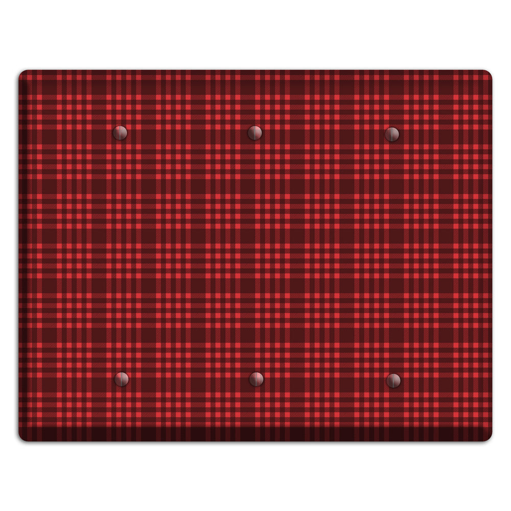 Maroon Plaid 3 Blank Wallplate