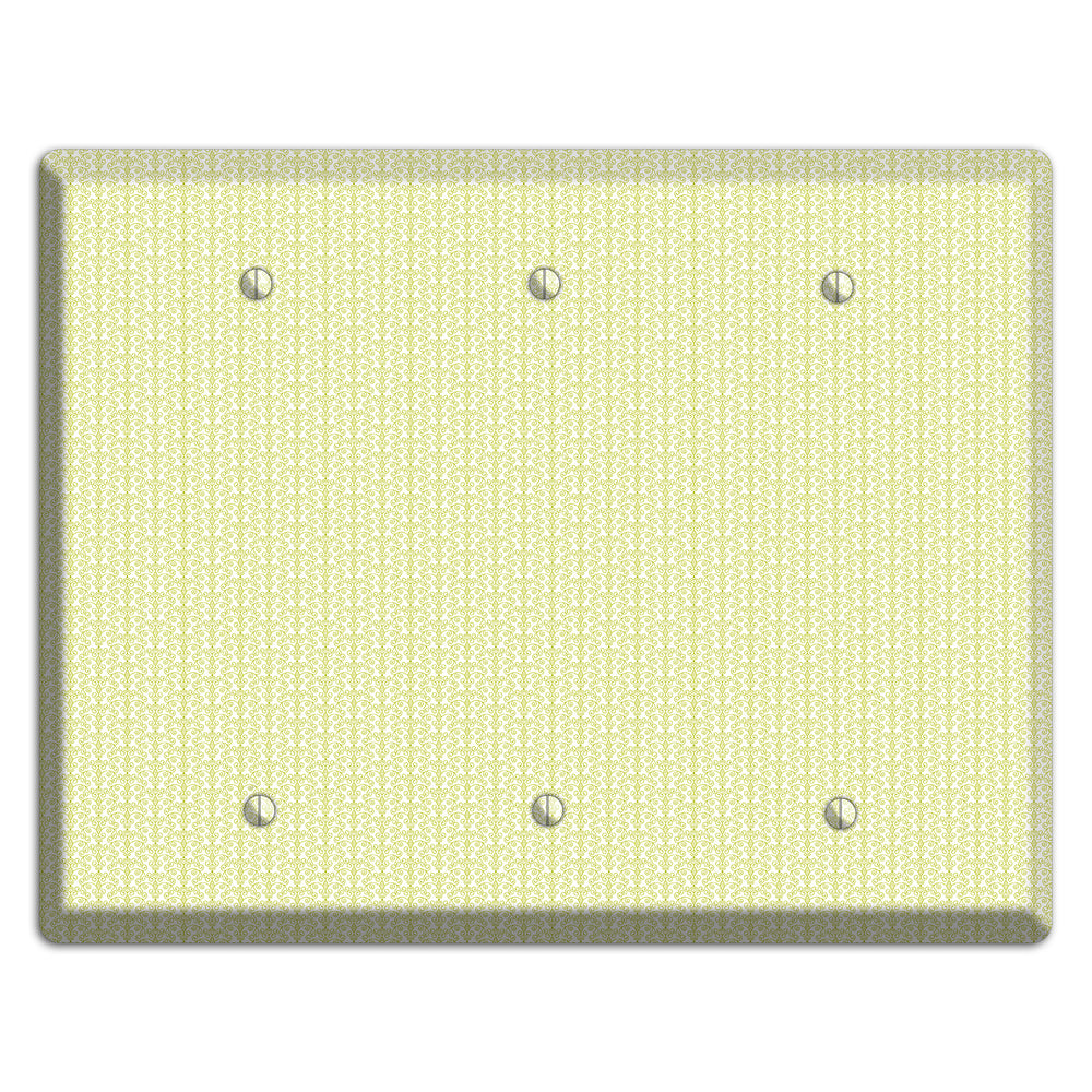 Olive Tiny Toile Half Drop 3 Blank Wallplate