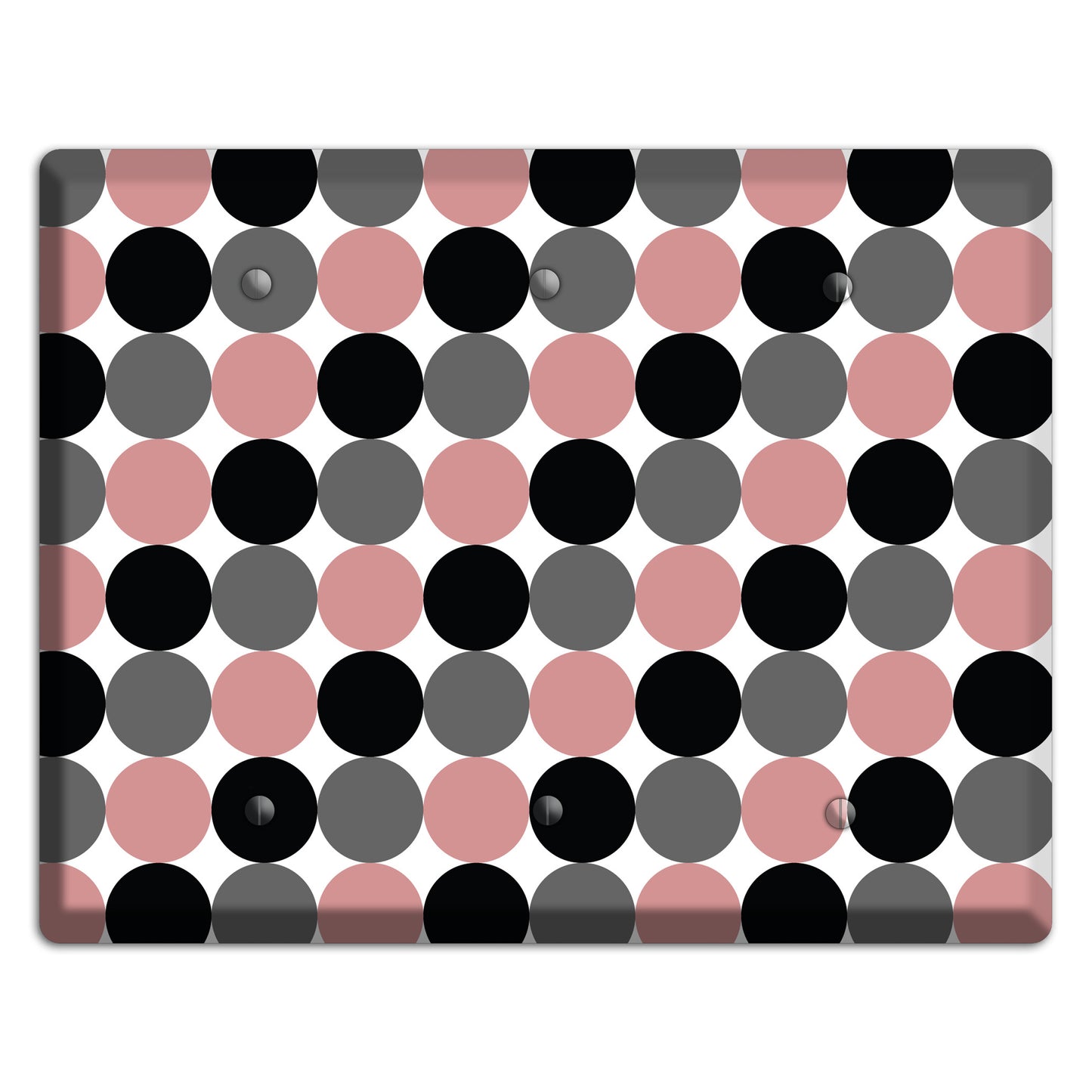 Grey Pink Black Tiled Dots 3 Blank Wallplate