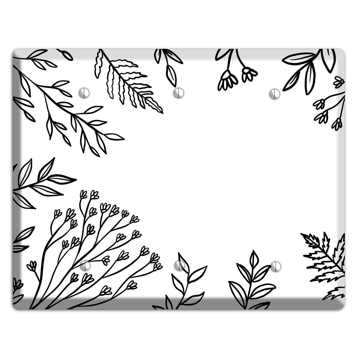 Hand-Drawn Floral 38 3 Blank Wallplate