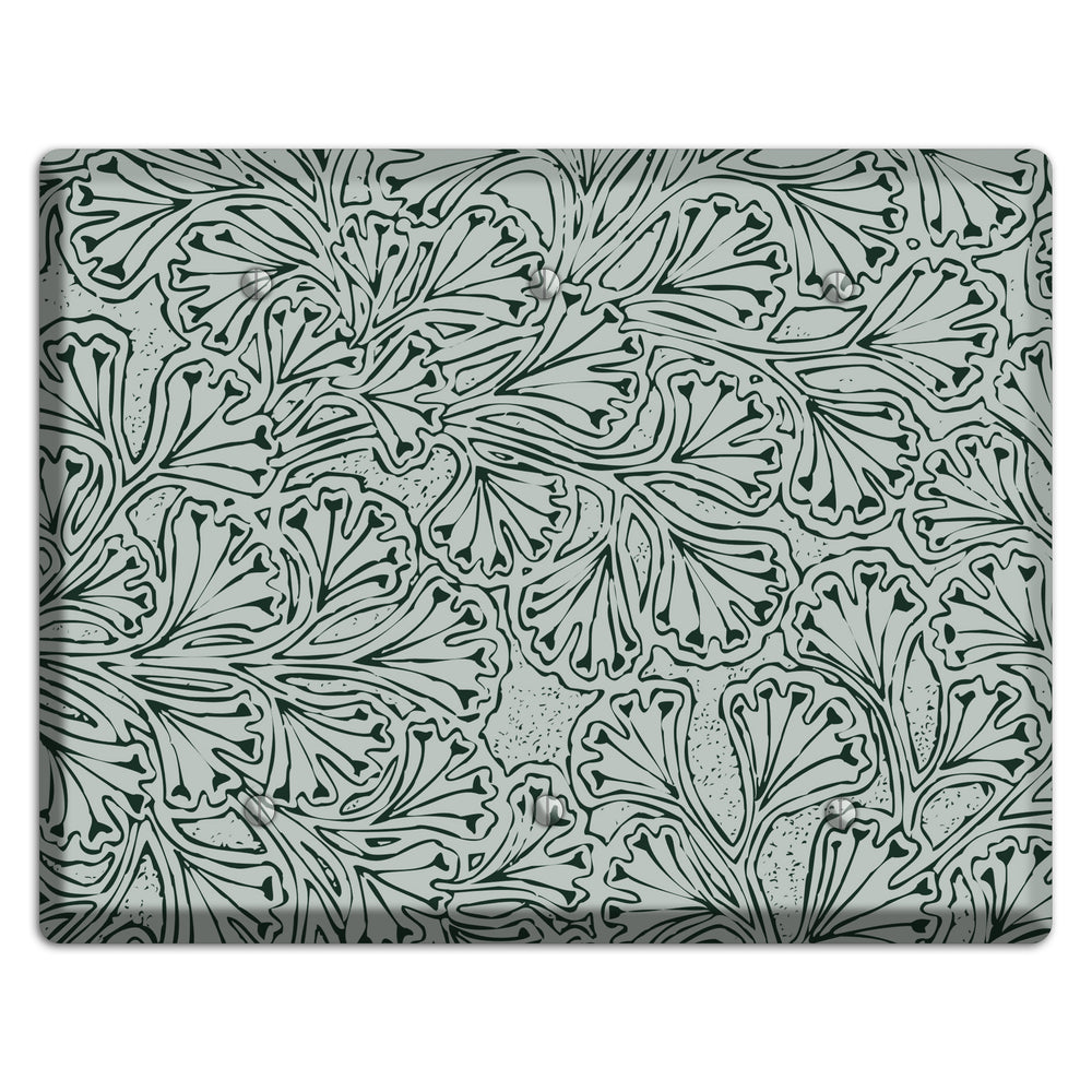 Deco Grey Interlocking Floral 3 Blank Wallplate