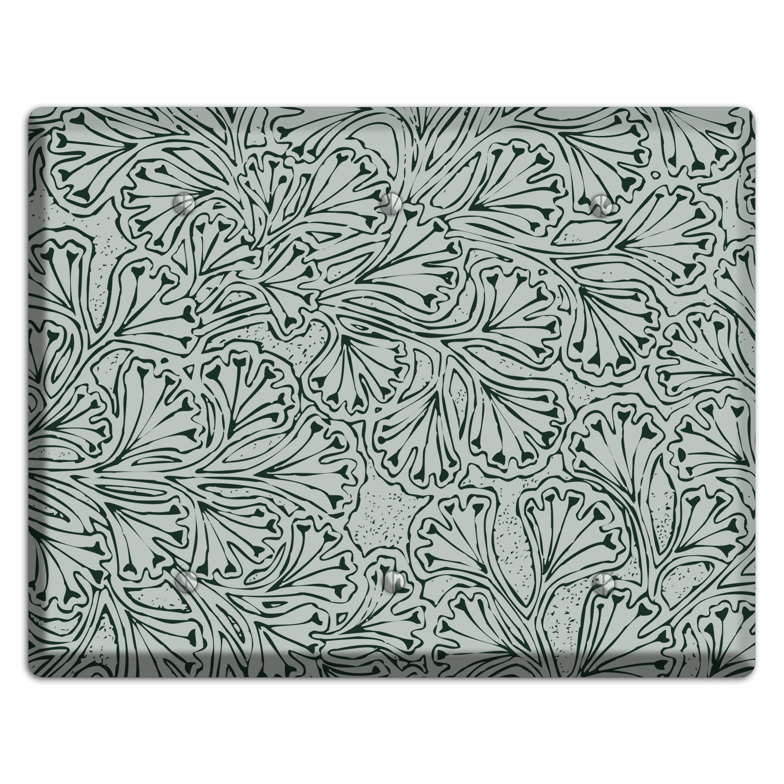 Deco Grey Interlocking Floral 3 Blank Wallplate