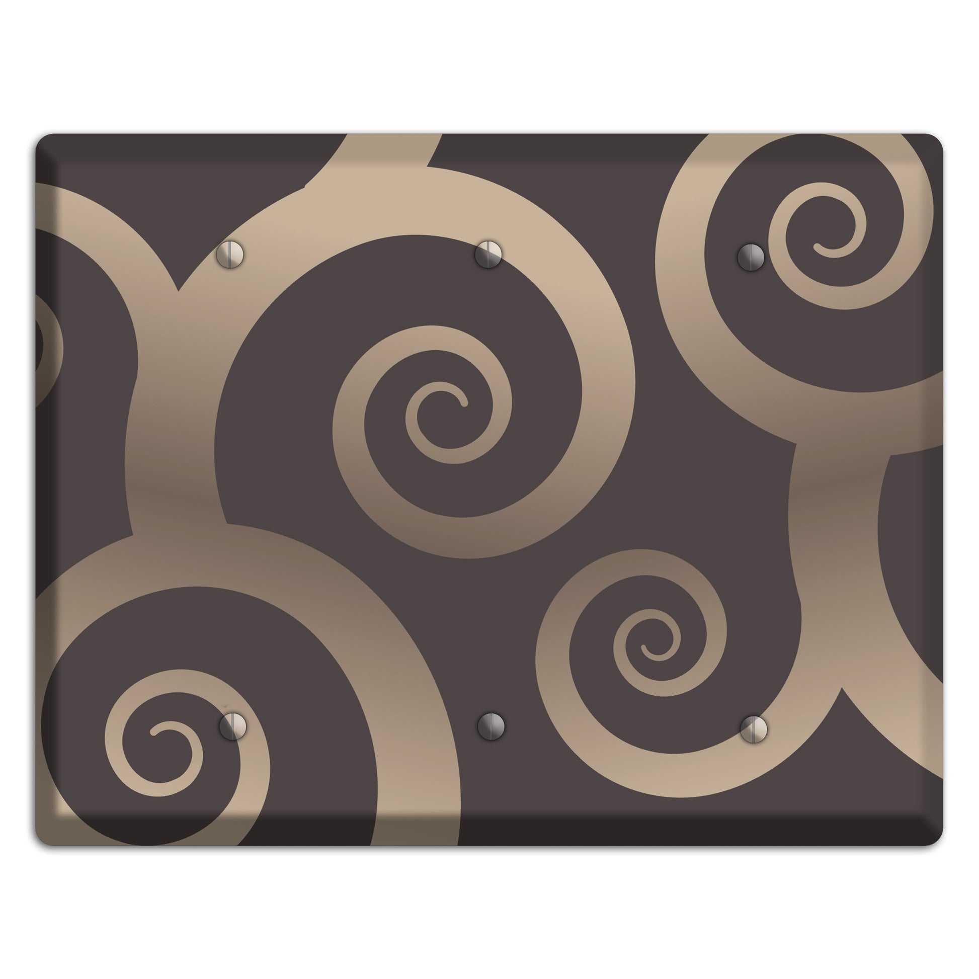 Brown with Beige Large Swirl 3 Blank Wallplate