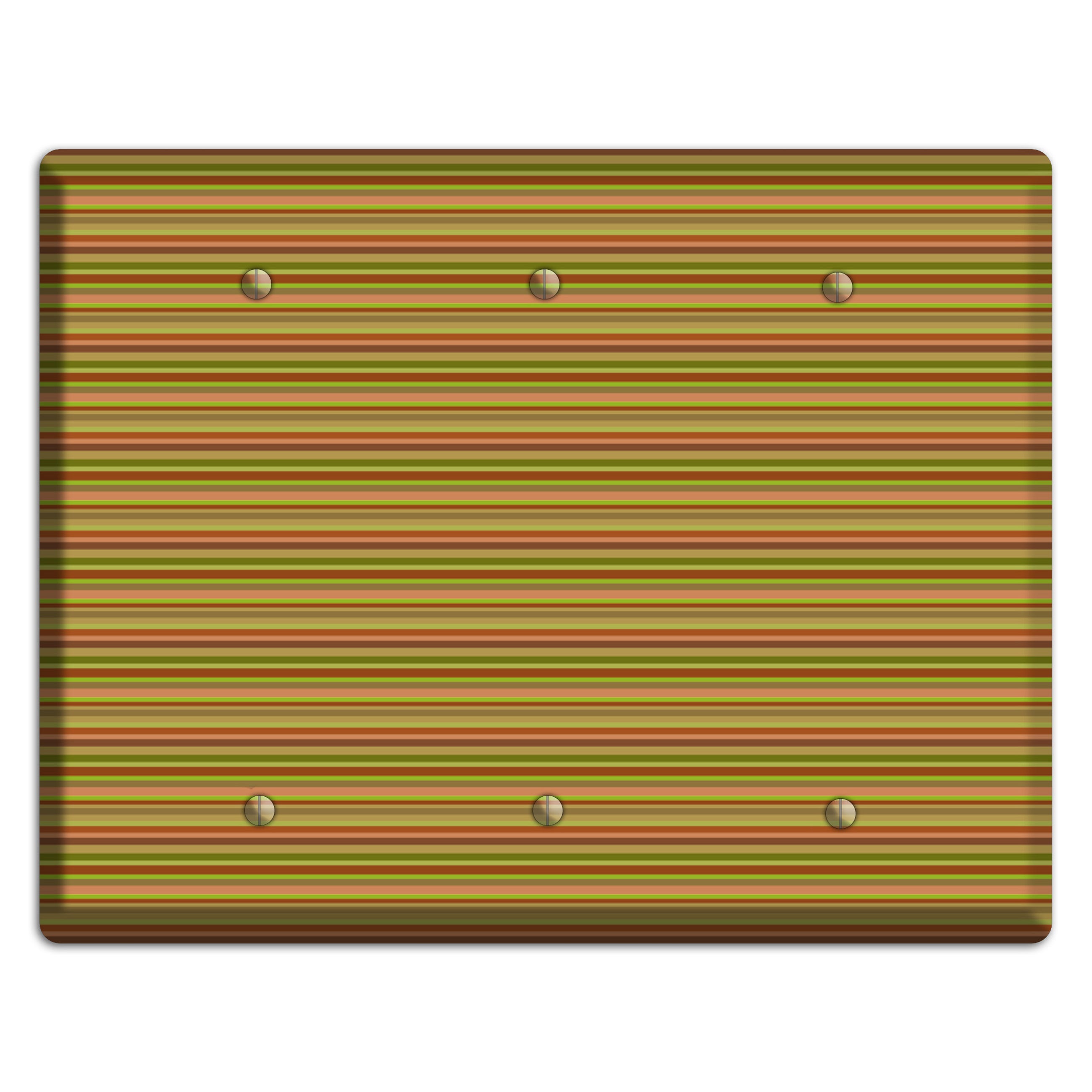 Multi Olive Burgundy Horizontal Stripes 3 Blank Wallplate