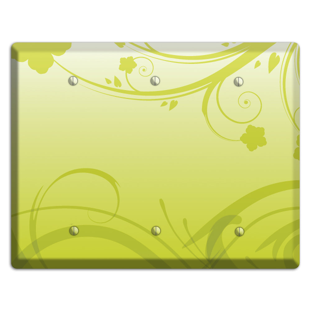 Green Swirls 3 Blank Wallplate
