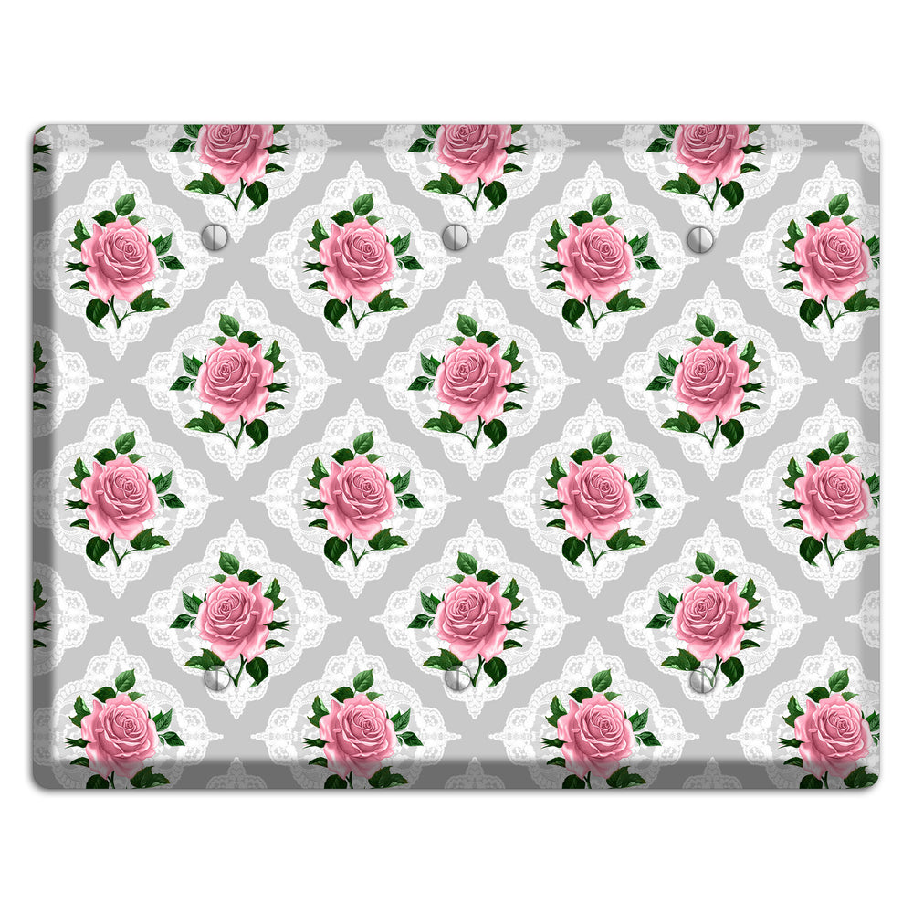 Gray Rose Doily 3 Blank Wallplate