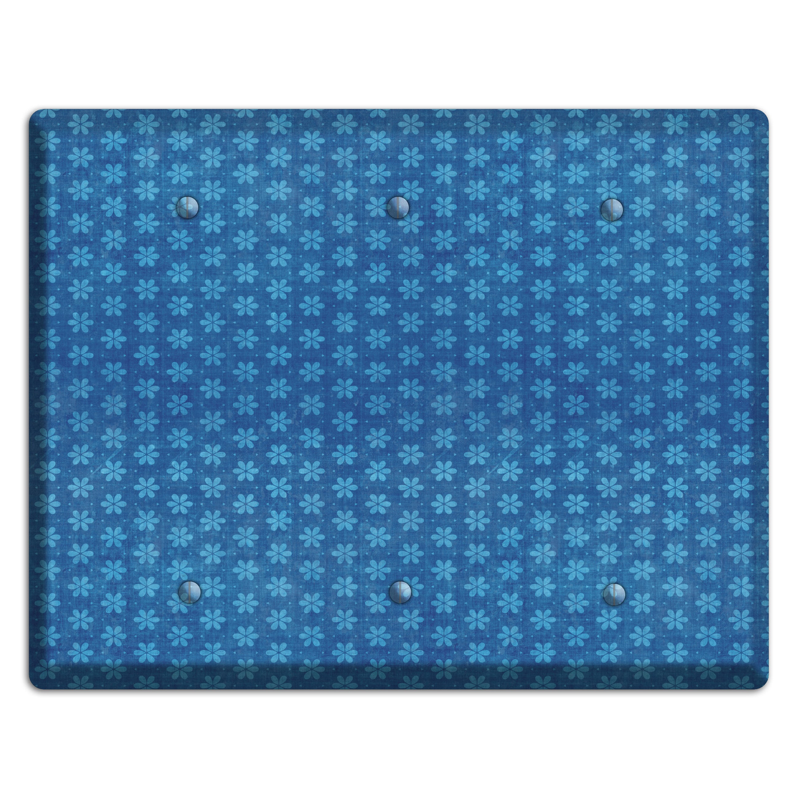 Blue Grunge Floral Contour 3 Blank Wallplate