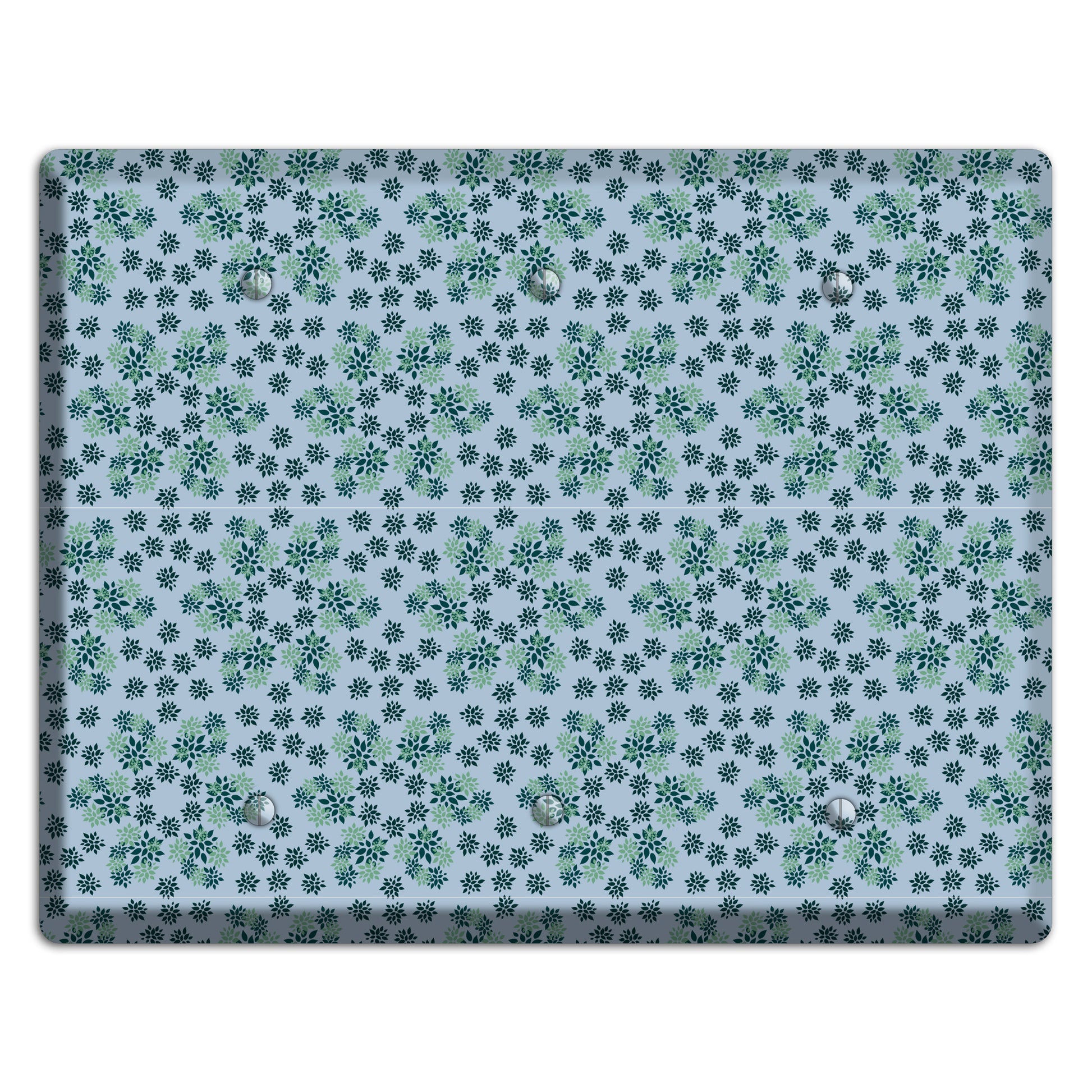 Blue with Multi Green Calico 3 Blank Wallplate