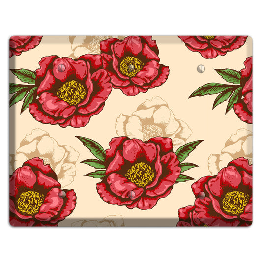 Red Peony Style A 3 Blank Wallplate