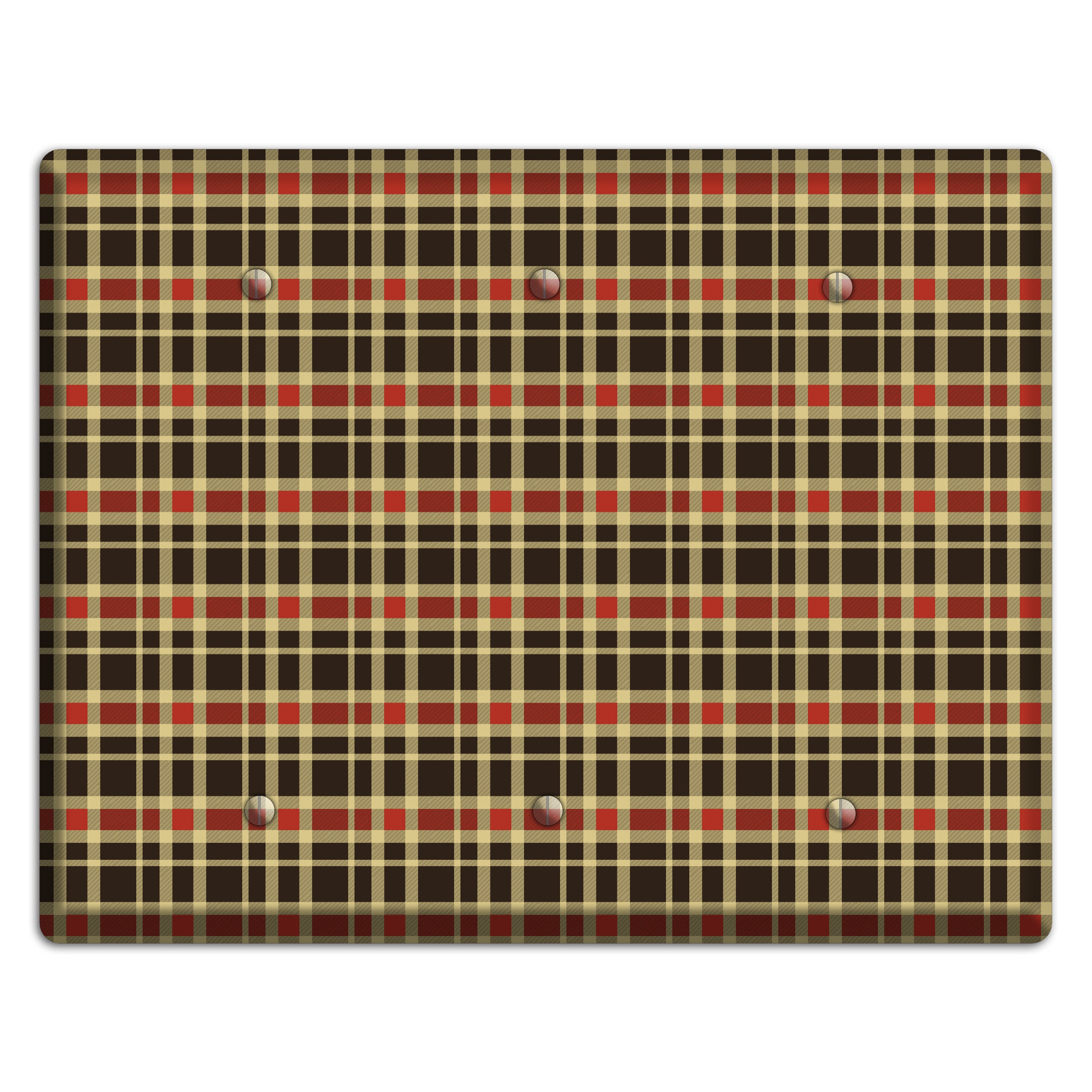 Maroon and Black Plaid 3 Blank Wallplate