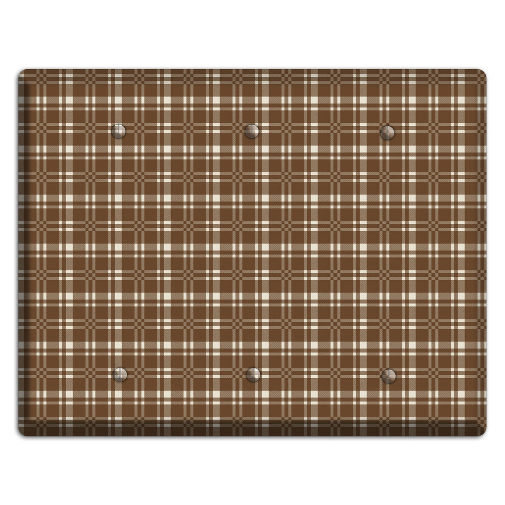 Medium Brown Plaid 3 Blank Wallplate