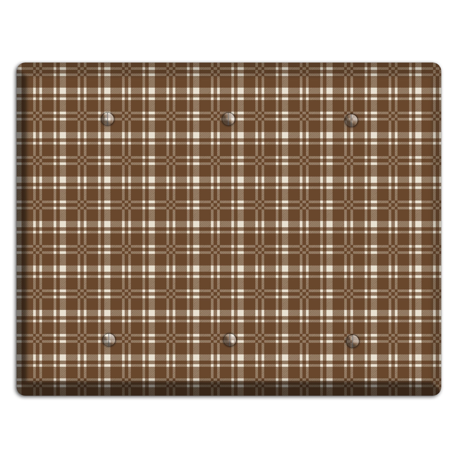 Medium Brown Plaid 3 Blank Wallplate