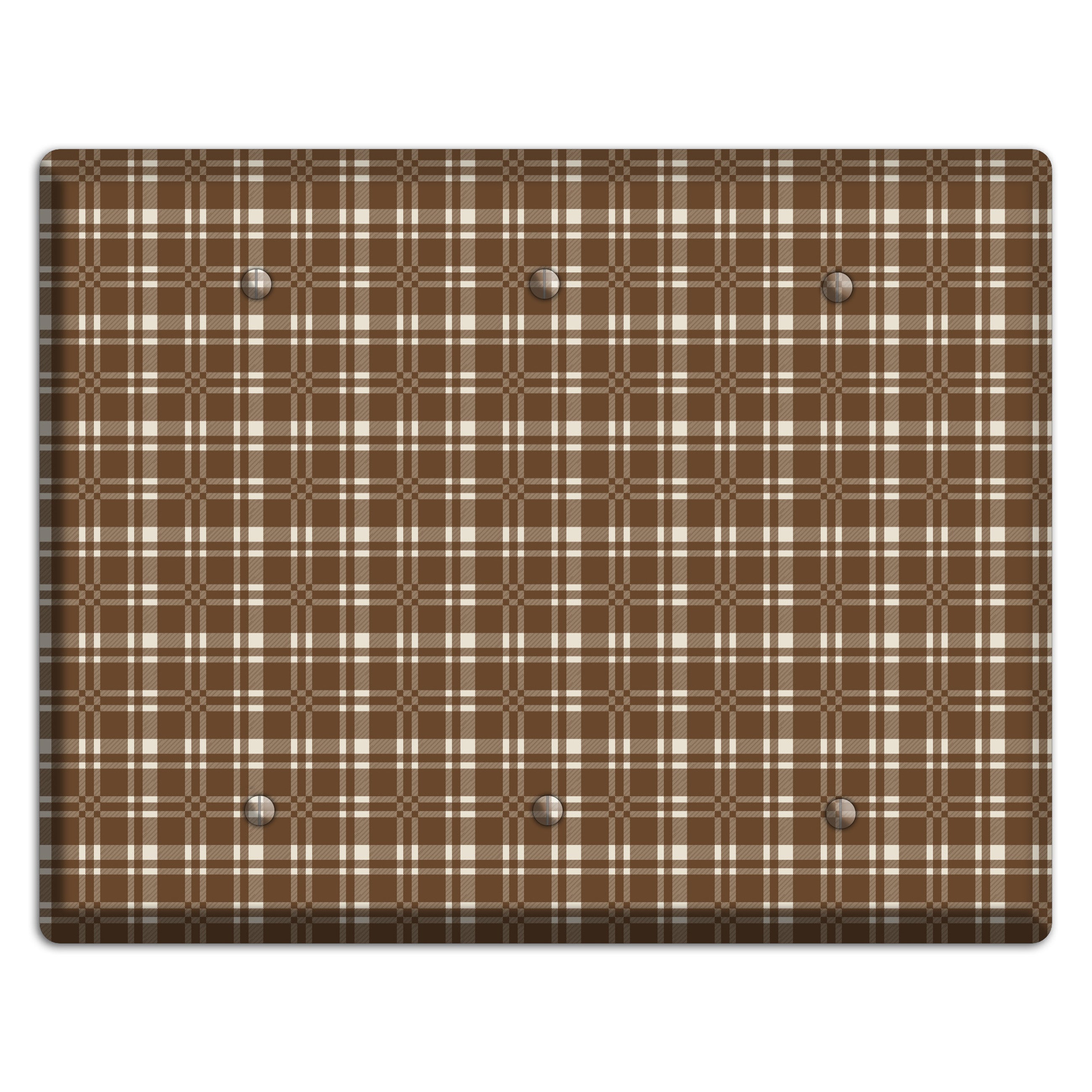 Medium Brown Plaid 3 Blank Wallplate