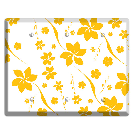 White with Yellow Flower 3 Blank Wallplate