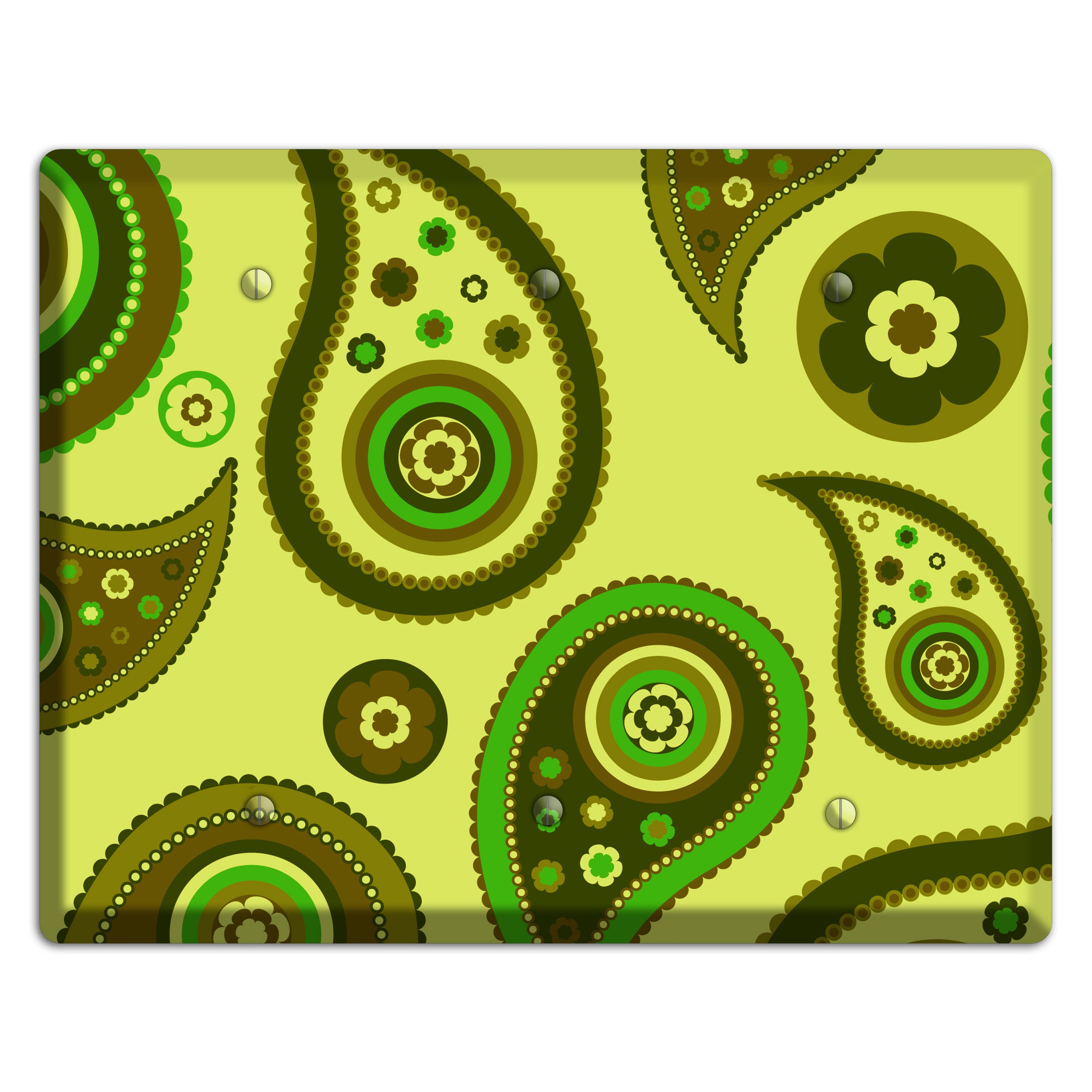 Bright Green Paisley 3 Blank Wallplate