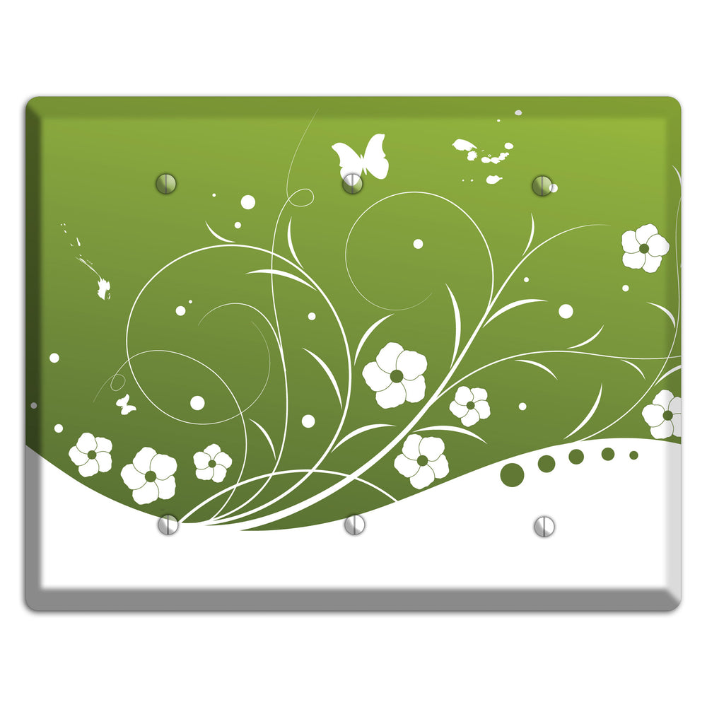 Green Floral Sprig 3 Blank Wallplate
