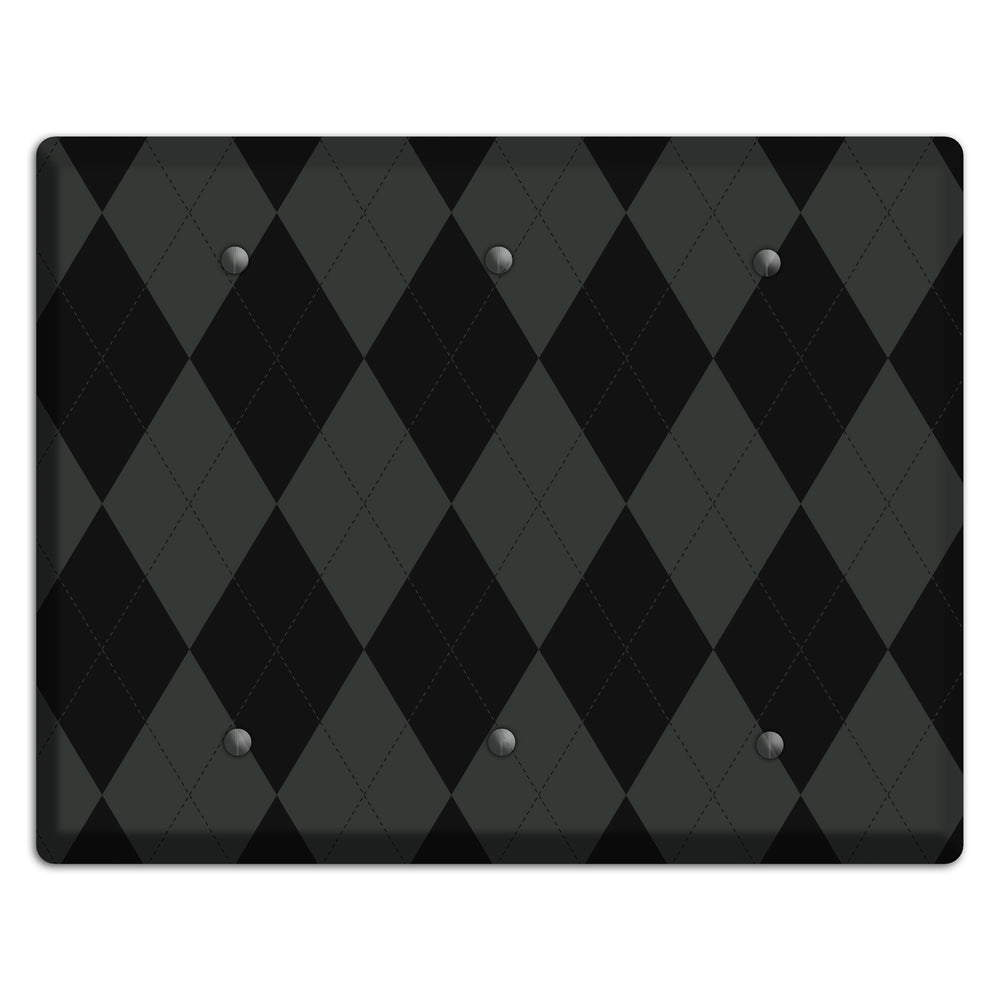 Gray and Black Argyle 3 Blank Wallplate