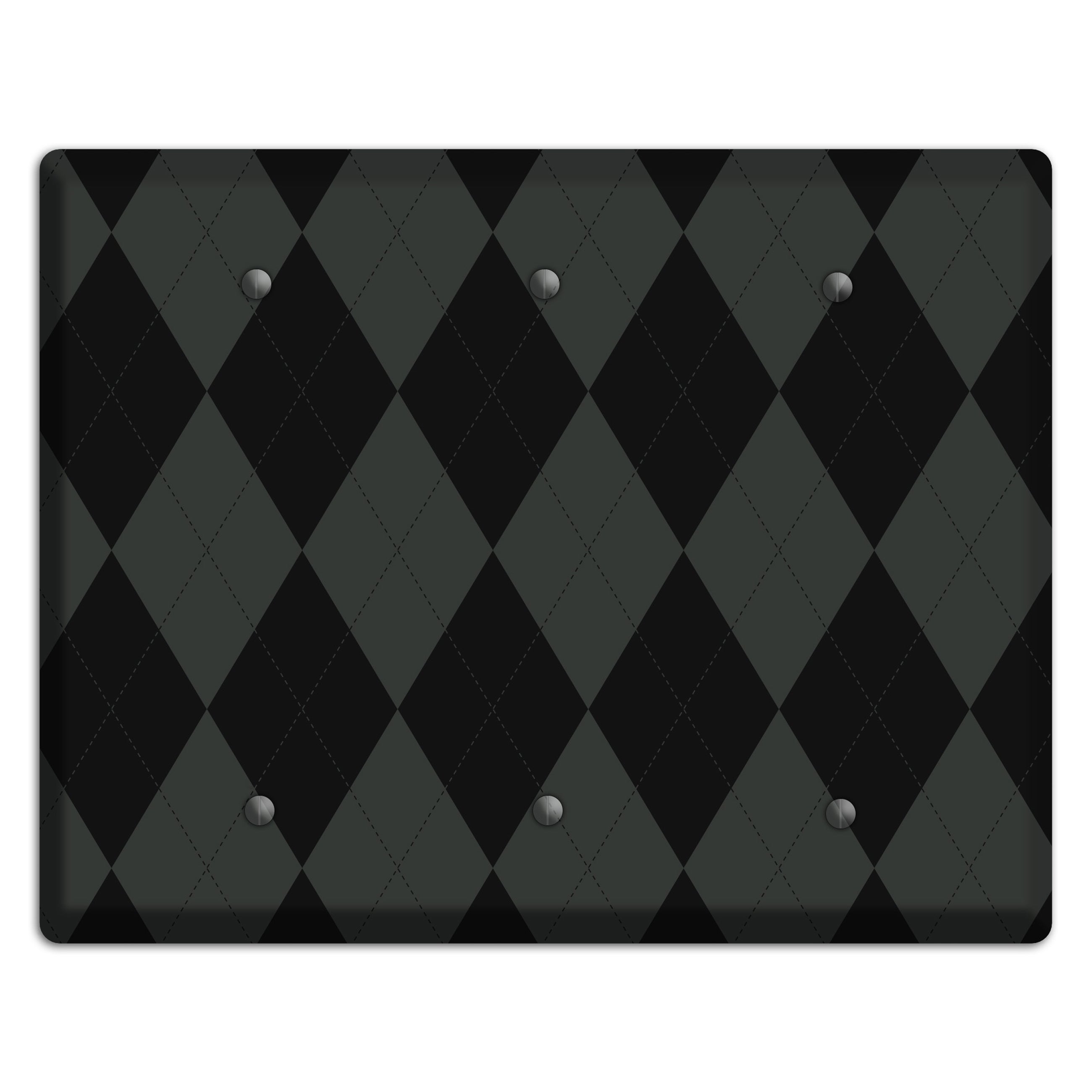 Gray and Black Argyle 3 Blank Wallplate