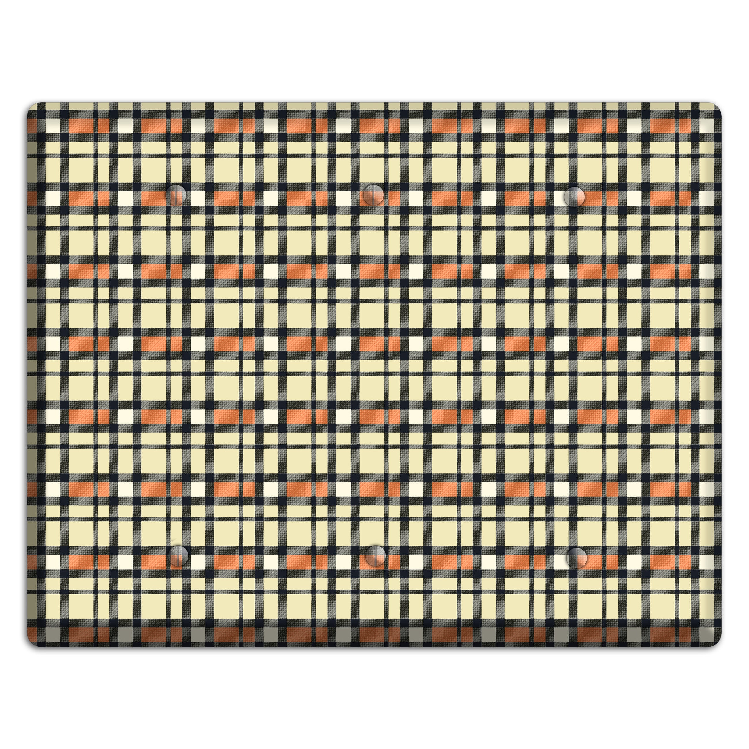 Beige and Brown Plaid 3 Blank Wallplate