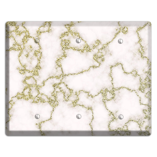 White and Gold Marble Shatter 3 Blank Wallplate