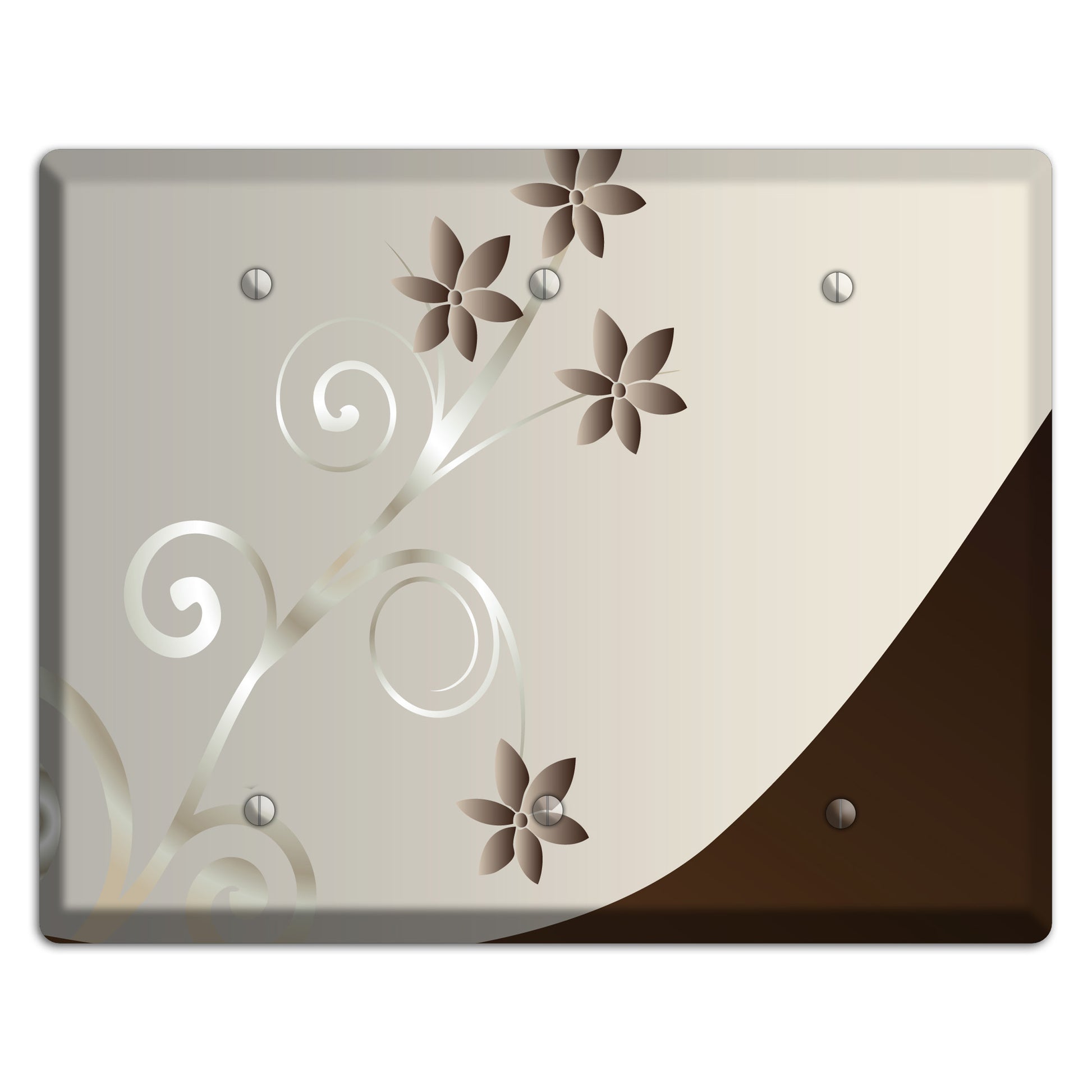 Grey Floral Swirl Sprig 3 Blank Wallplate