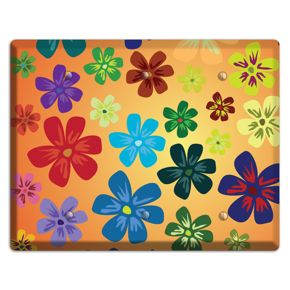 Brown Flowers 3 Blank Wallplate