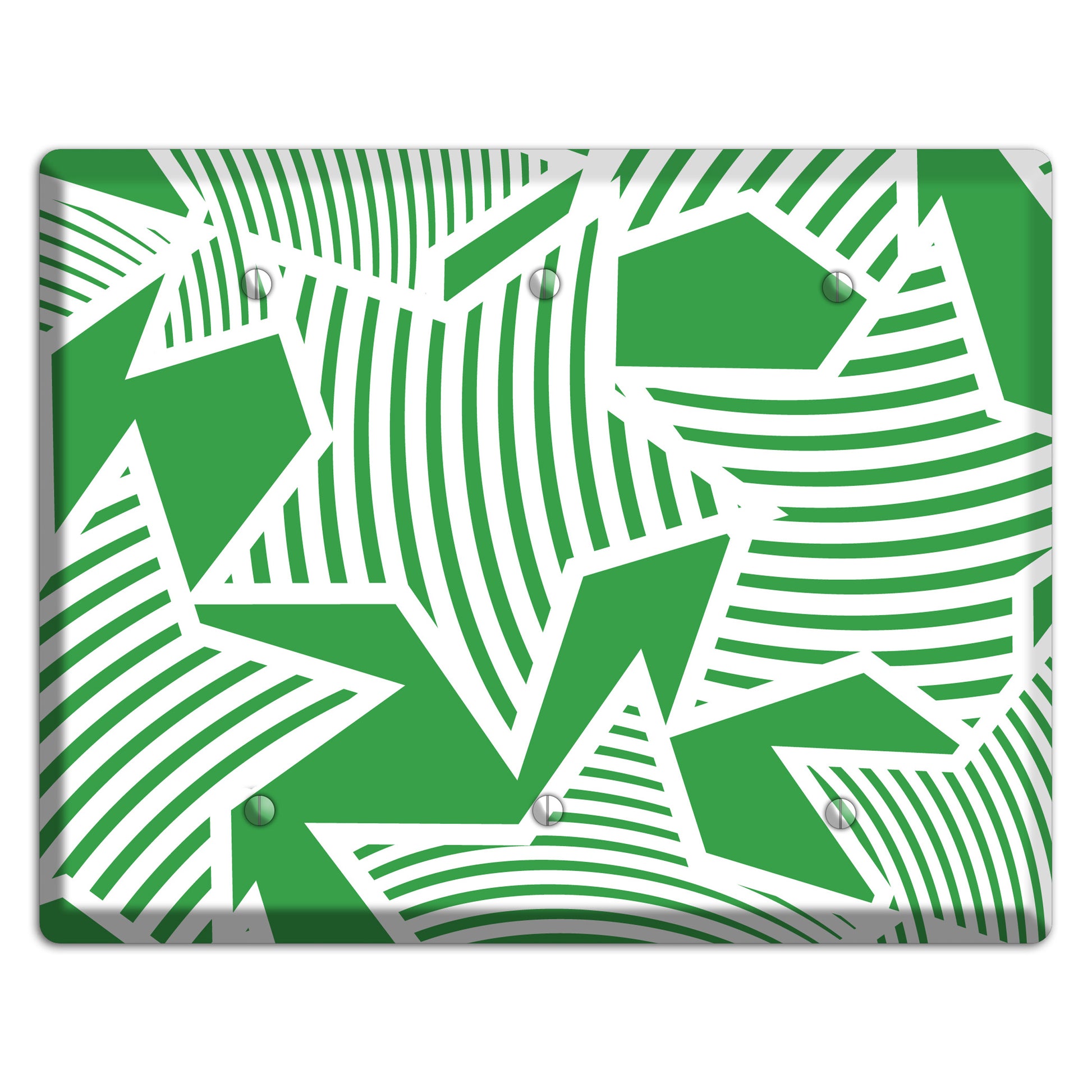 Green with Large White Stars 3 Blank Wallplate