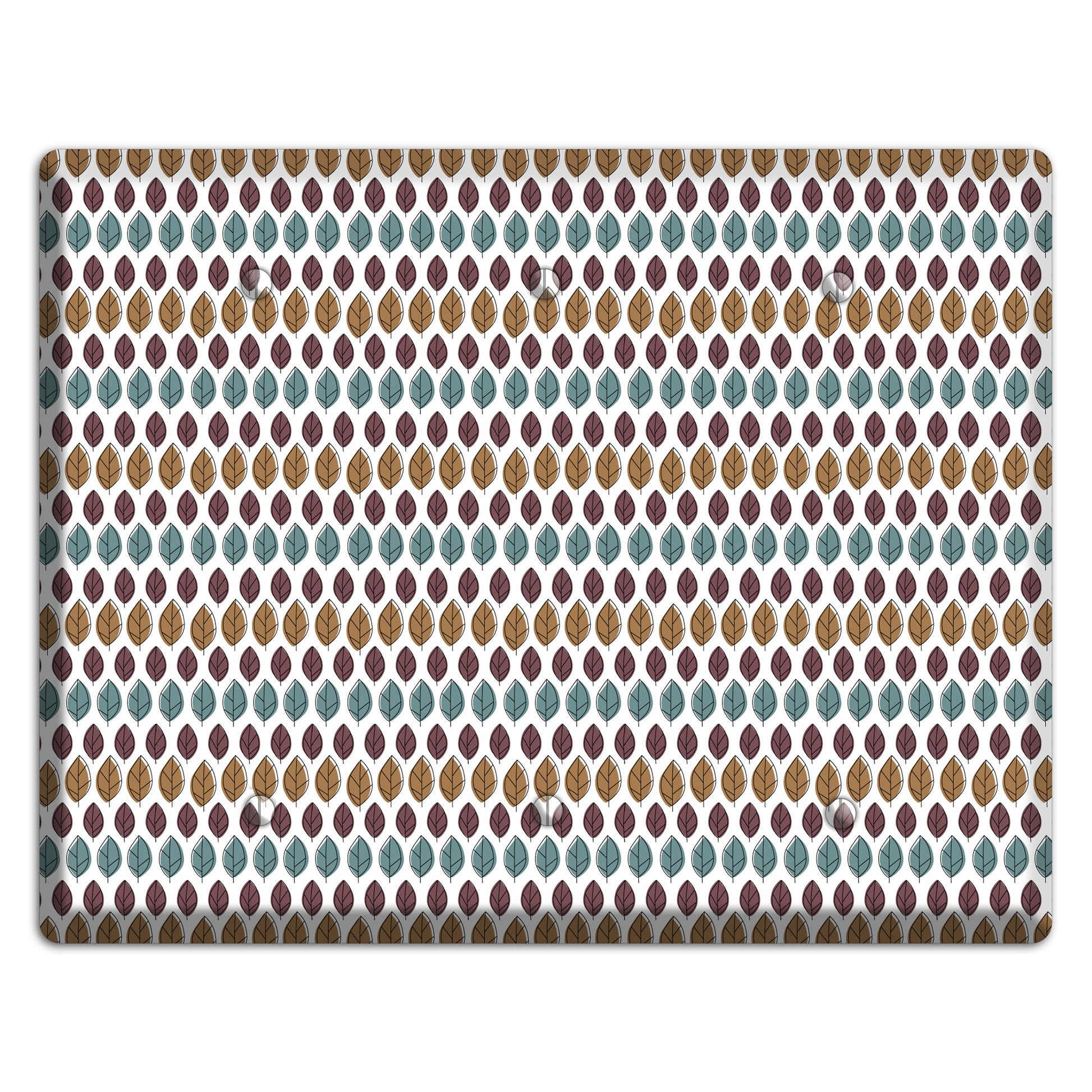 Multi Brown Dusty Blue Leaf Contour 3 Blank Wallplate